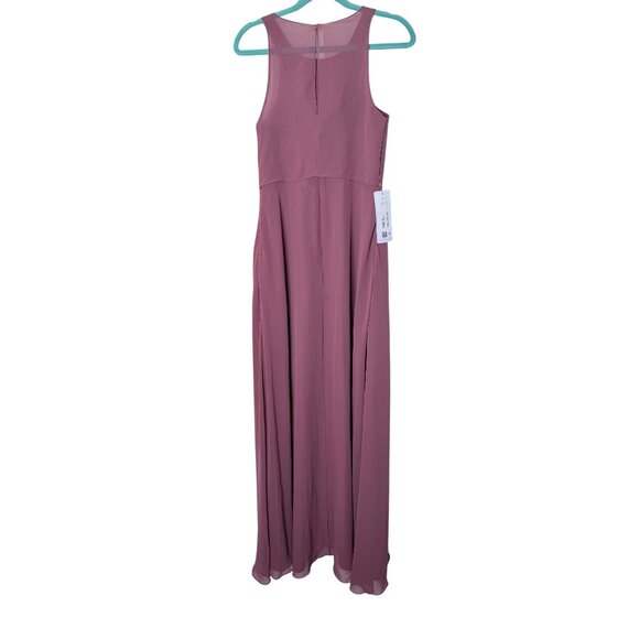 Azazie Aubree Formal Chiffon Maxi Dress Womens Size 6 Mauve Pink Bridesmaid - Picture 2 of 10